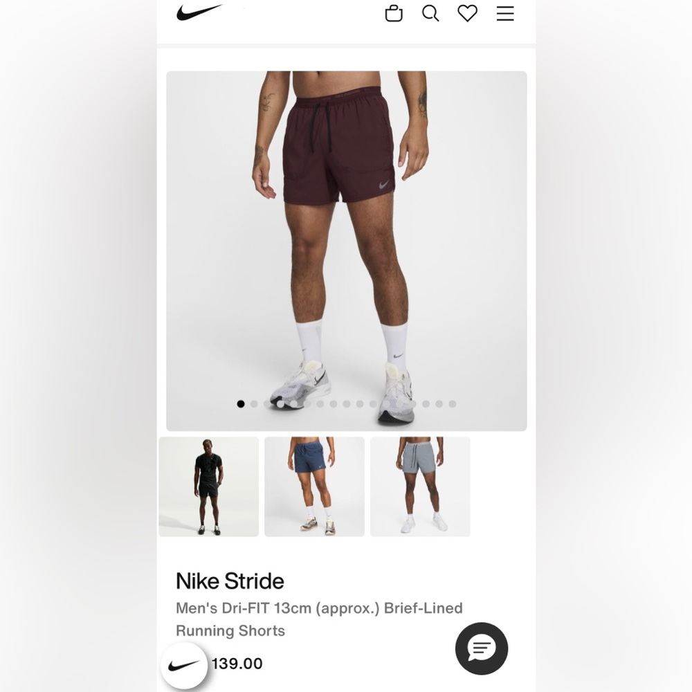 Nike Stride Men's Dri-FIT 13cm Running Shorts - Burgundy